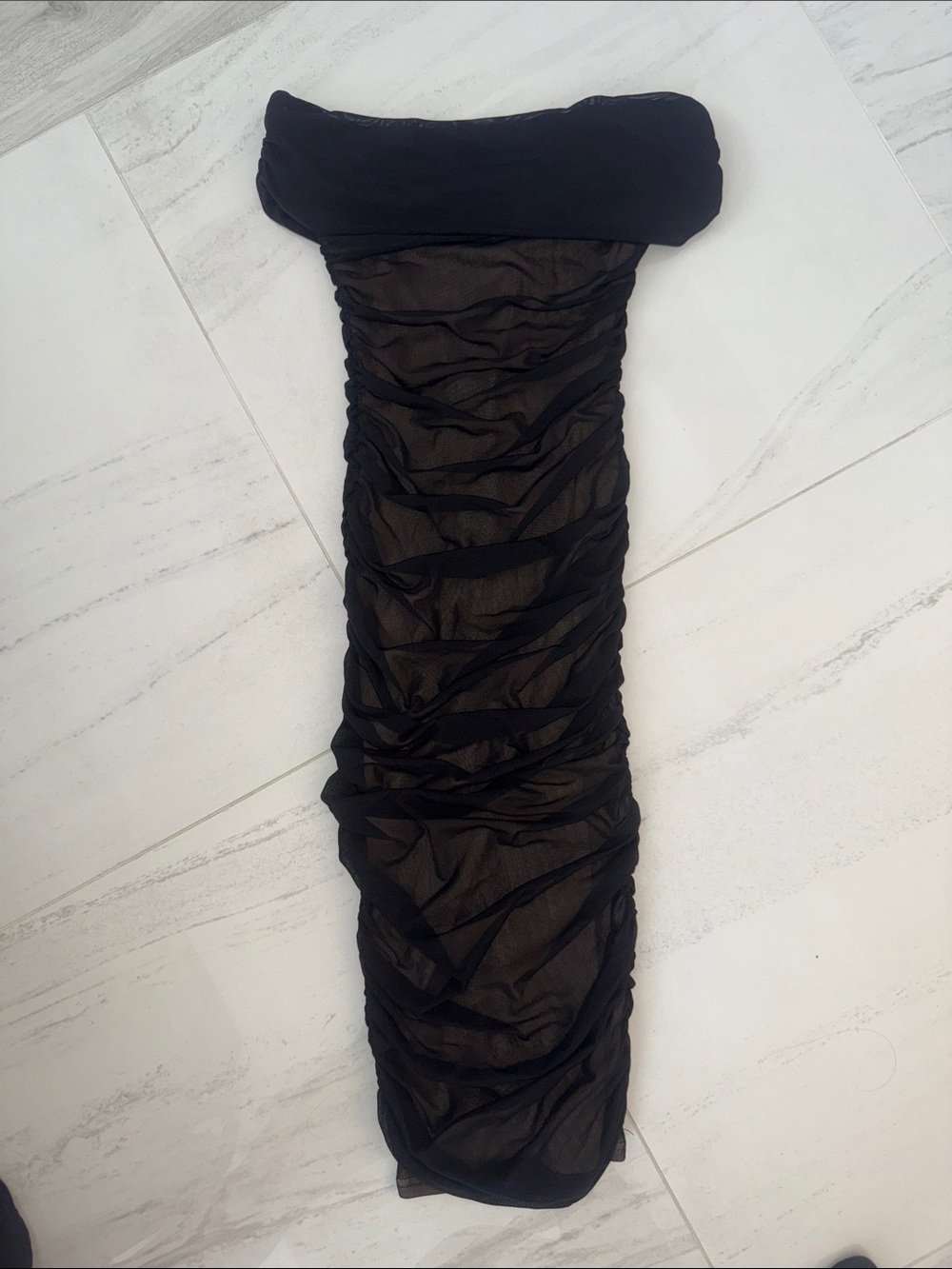 NWT FashionNova Ruched Mesh Midi Dress XS
